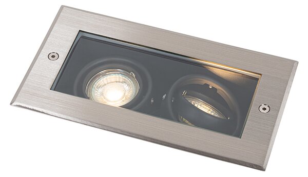 Faretto da terra moderno in acciaio 2 luci orientabile IP65 - Oneon