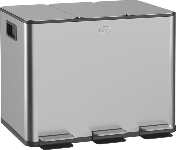 DecHome Bidone Immondizia a 3 Sezioni da 20L con Chiusura Silenziosa in Acciaio Inox e PP 61.9x36.6x56.7 cm - SRA467F