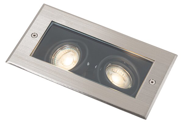 Set di 4 faretti da terra moderni in acciaio 2-luci regolabili IP65 - Oneon