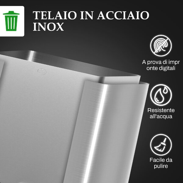 DecHome Bidone Immondizia a 3 Sezioni da 20L con Chiusura Silenziosa in Acciaio Inox e PP 61.9x36.6x56.7 cm - SRA467F