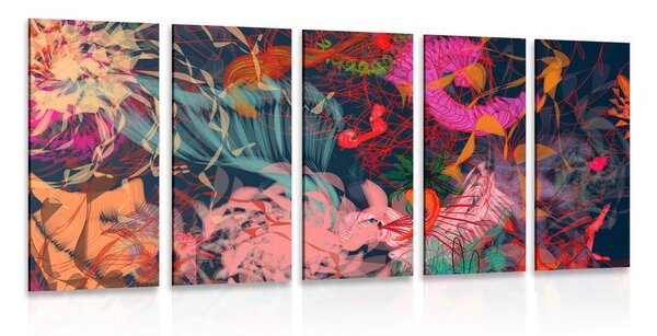 Quadri 5 pezzi – Fiori in percezione astratta