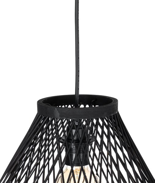 Lampada a sospensione da esterno rustica in rattan nero 3 luci - Calamus