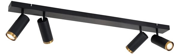 Faretto da soffitto moderno nero con bronzo 4 luci orientabile - Renna