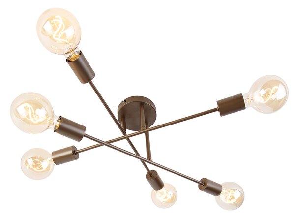 Plafoniera industriale bronzo scuro 6 luci - Sydney