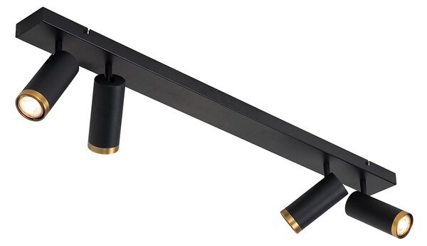 Faretto da soffitto moderno nero con bronzo 4 luci orientabile - Renna