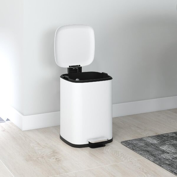 DecHome Bidone Immondizia da 12L a Pedale con Chiusura Silenziosa in Metallo e PP 24.5x32x34.5 cm colore Bianco - WTA470F