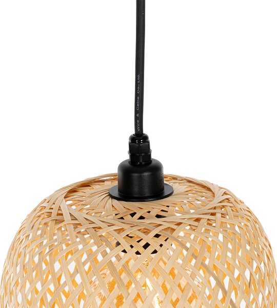 Lampada a sospensione da esterno orientale in bambù 3 luci IP44 - Carlos