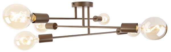Plafoniera industriale bronzo scuro 6 luci - Sydney