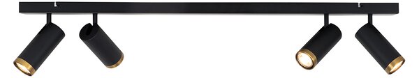 Faretto da soffitto moderno nero con bronzo 4 luci orientabile - Renna