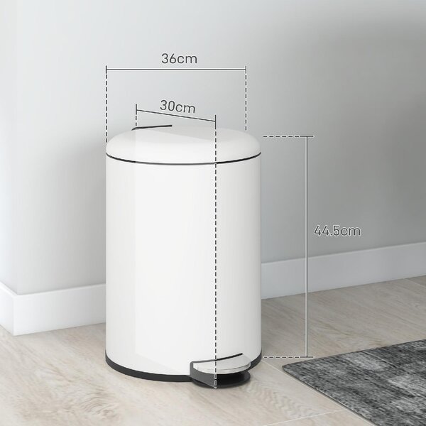 DecHome Bidone Immondizia a Pedale da 20L con Coperchio a Chiusura Morbida in Metallo e PP 36x30x44.5 cm colore Crema - CWA468F