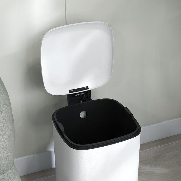 DecHome Bidone Immondizia da 12L a Pedale con Chiusura Silenziosa in Metallo e PP 24.5x32x34.5 cm colore Bianco - WTA470F