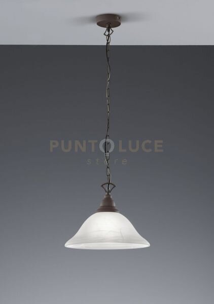 Country sospensione 1 luce vetro e metallo ruggine 33,5cm attacco e27