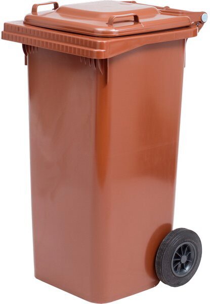 I.C.S. Bidone Spazzatura Pattumiera Rifiuti con Coperchio e ruote Capacit 120 litri dimensione 55x50x94 colore Marrone - P140120M