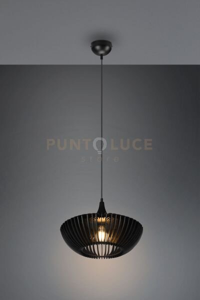 Colino sospensione legno e metallo nero d. 40cm 1 luce attacco e27