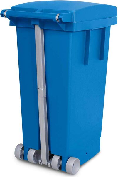 I.C.S. Bidone Spazzatura Pattumiera Rifiuti Differenziata con Coperchio e Ruote Capacit 80 Litri cm. 38x50x80 h colore Blu - C652085
