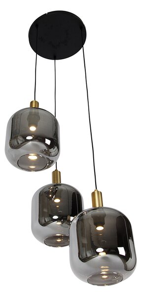 Lampada a sospensione nera con vetro oro e fumé incl. 3 PUCC - Zuzanna