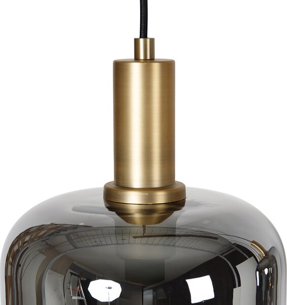 Lampada a sospensione nera con vetro oro e fumé incl. 4 PUCC - Zuzanna