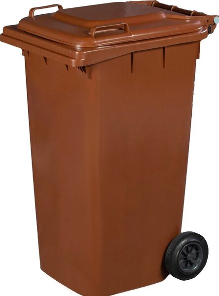 I.C.S. Bidone Spazzatura Pattumiera Rifiuti con Coperchio e ruote Capacit 240 Litri cm. 75x58x106 colore Marrone - P140240M