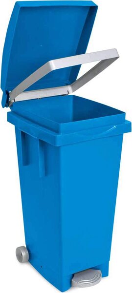 I.C.S. Bidone Spazzatura Pattumiera Rifiuti Differenziata con Coperchio e Ruote Capacit 80 Litri cm. 38x50x80 h colore Blu - C652085