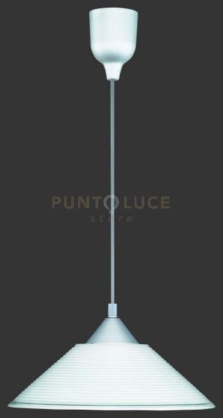 Diego sospensione in vetro cono righe bianco d.30cm 1 luce attacco e27