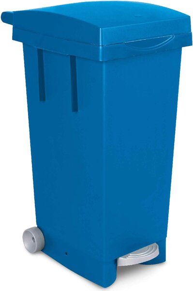 I.C.S. Bidone Spazzatura Pattumiera Rifiuti Differenziata con Coperchio e Ruote Capacit 80 Litri cm. 38x50x80 h colore Blu - C652085