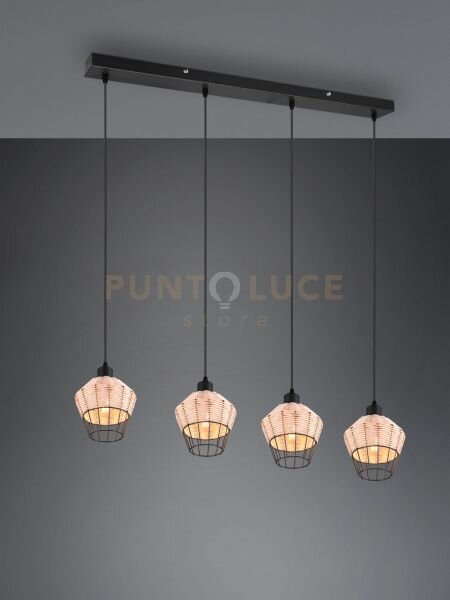 Borka sospensione 4 diffusori in rattan colore naturale l. 95cm att