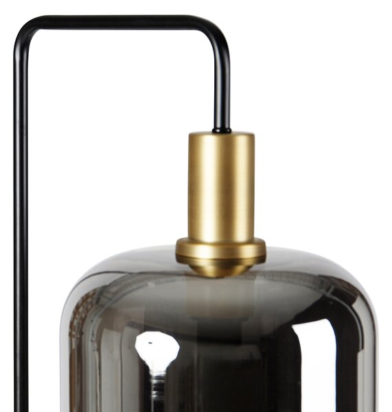 Lampada da terra nera con vetro oro e fumé incl. PUCC - Zuzanna