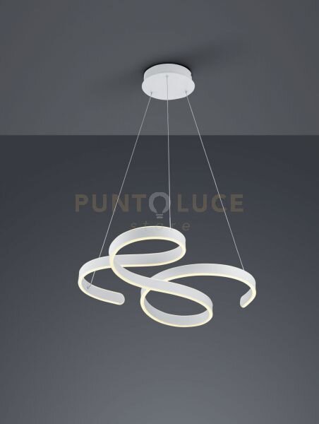 Francis sospensione led 48w 5600lm, 3000k vortici bianca con regola