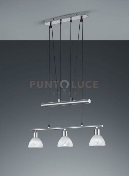 Levisto sospensione con bilancere led 3 vetri acciaio l.60,5 cm 3 l