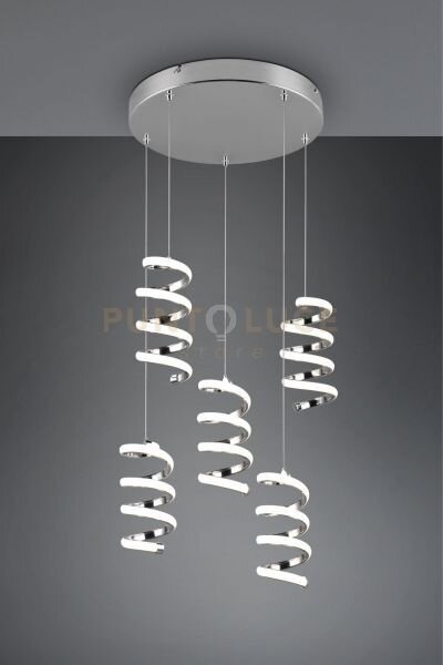 Laola sospensione led 40w 6250lm, 4000k 5 spirali cromate dimmerabi