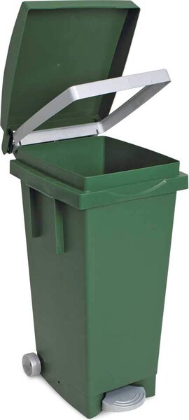 I.C.S. Bidone Spazzatura Pattumiera Rifiuti Differenziata con Coperchio e Ruote Capacit 80 Litri cm. 38x50x80 h colore Verde - C655085