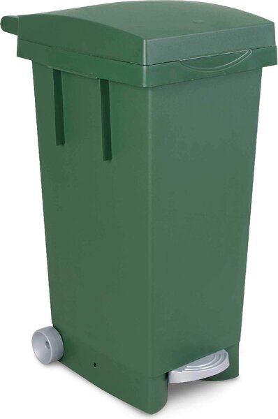 I.C.S. Bidone Spazzatura Pattumiera Rifiuti Differenziata con Coperchio e Ruote Capacit 80 Litri cm. 38x50x80 h colore Verde - C655085