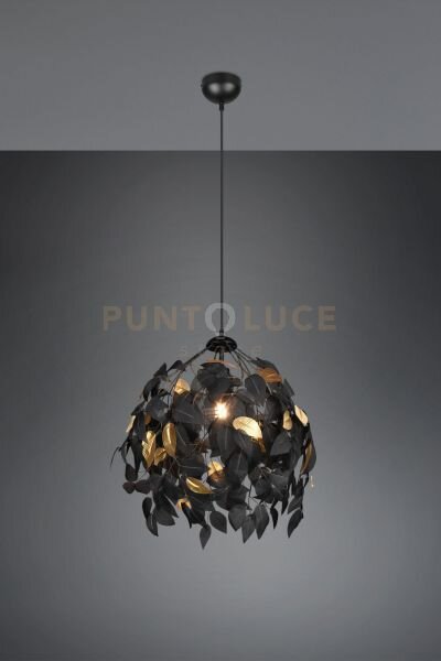 Leavy sospensione foglie lavabili nero e oro d. 38cm 1 luce attacco