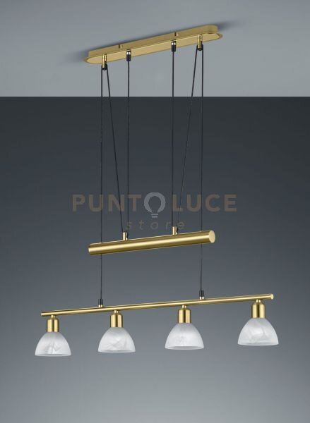 Levisto sospensione con bilancere led 4 vetri ottone l.80,5 cm 4 lu