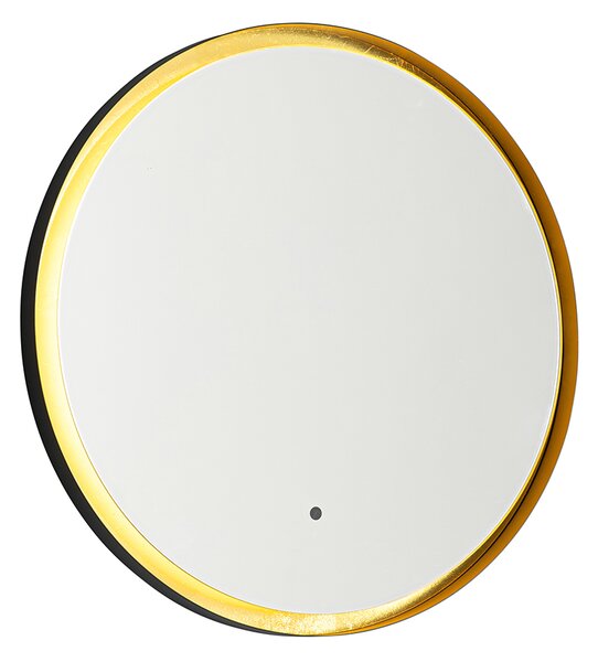 Specchio da bagno nero con oro incl. LED e dimmer touch - Pim