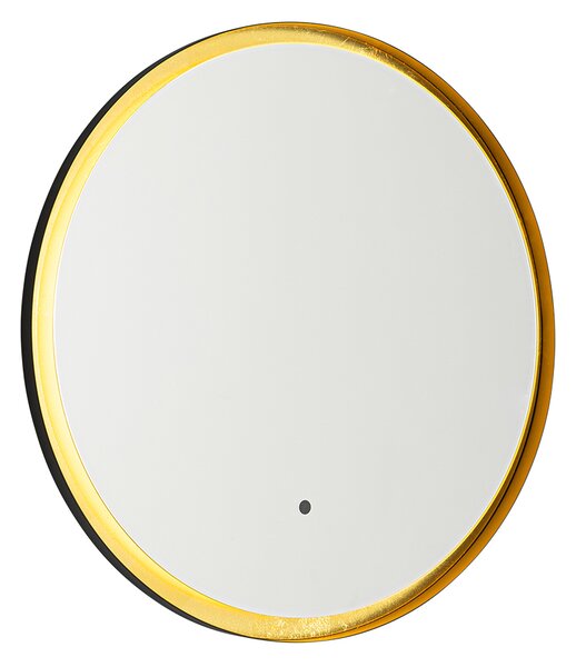 Specchio da bagno nero con oro incl. LED e dimmer touch - Pim