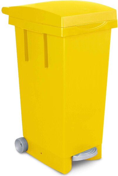 I.C.S. Bidone Spazzatura Pattumiera Rifiuti Differenziata con Coperchio e Ruote Capacit 80 Litri cm. 38x50x80 h colore Giallo - C656085