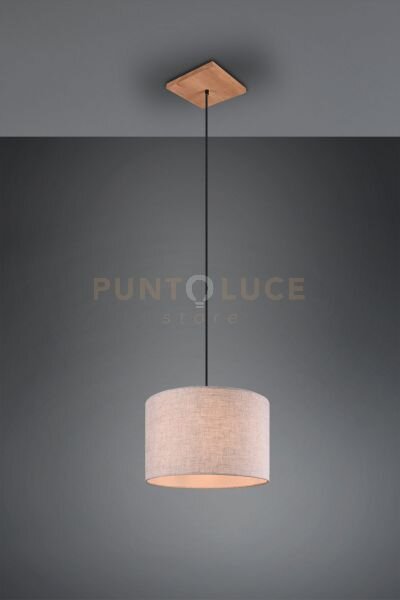 Elmau sospensione legno 1 luce attacco e27 con paralume sabbia d. 35cm