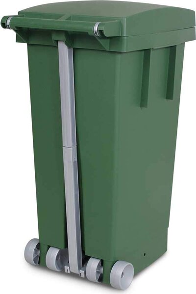 I.C.S. Bidone Spazzatura Pattumiera Rifiuti Differenziata con Coperchio e Ruote Capacit 80 Litri cm. 38x50x80 h colore Verde - C655085