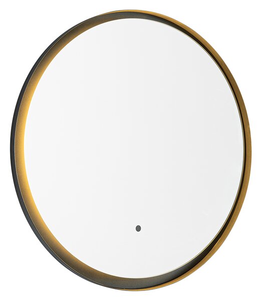 Specchio da bagno moderno nero con LED e dimmer touch - Pim