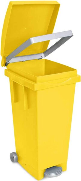 I.C.S. Bidone Spazzatura Pattumiera Rifiuti Differenziata con Coperchio e Ruote Capacit 80 Litri cm. 38x50x80 h colore Giallo - C656085