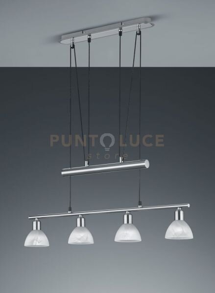 Levisto sospensione con bilancere led 4 vetri acciaio l.80,5 cm 4 l