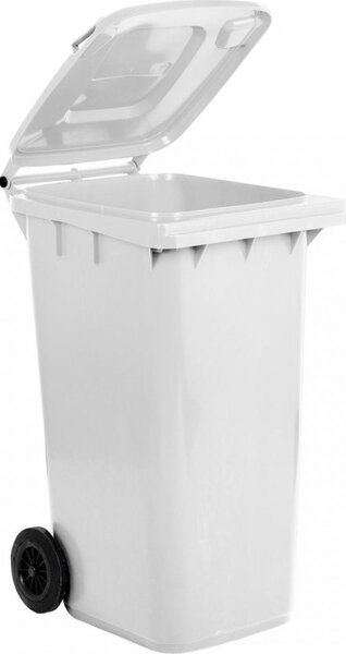 DecHome Bidone Spazzatura Pattumiera Rifiuti per Esterno in Plastica Capacit 240 Litri Dimensioni 72x58x106h cm colore Bianco - 12406 BIL