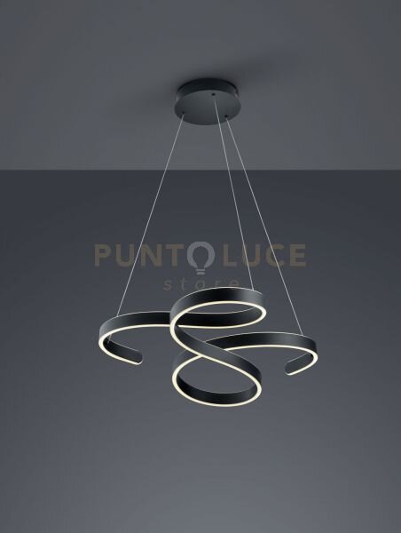 Francis sospensione led 48w 5600lm, 3000k vortici antracite con reg