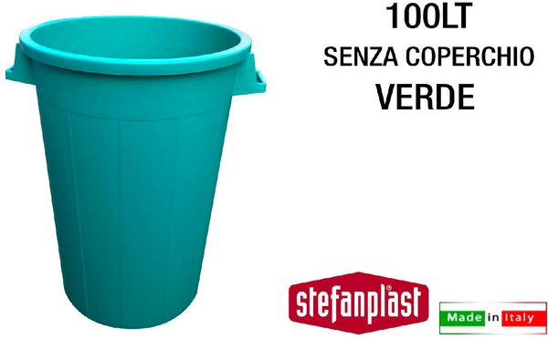 STEFANPLAST Bidone Spazzatura Pattumiera Rifiuti senza Coperchio 100 Litri colore Verde - SF577