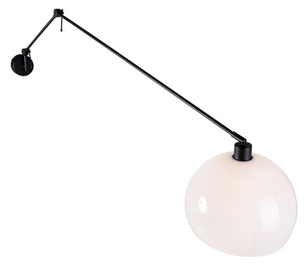 Applique nera con paralume bianco 30 cm orientabile - Blitz