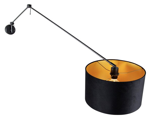 Applique nera con paralume in velluto nero 35 cm regolabile - Blitz