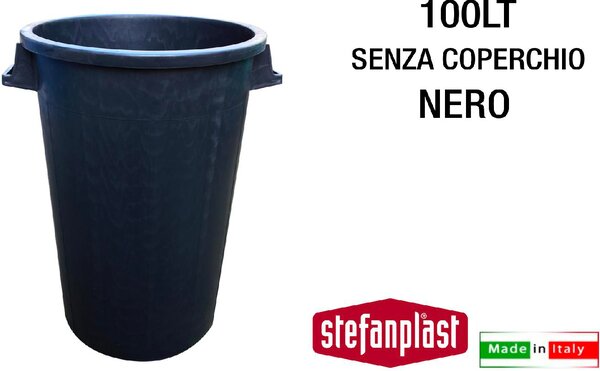STEFANPLAST Bidone Spazzatura Pattumiera Rifiuti senza Coperchio 100 Litri colore Nero - SF56