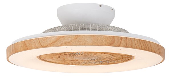 Ventilatore da soffitto con stampa legno effetto stella 60cm incl. LED dimmerabile con telecomando - Climo