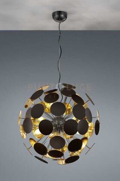 Discalgo sospensione sfera tondi metallo nero opaco + oro d. 54cm 6